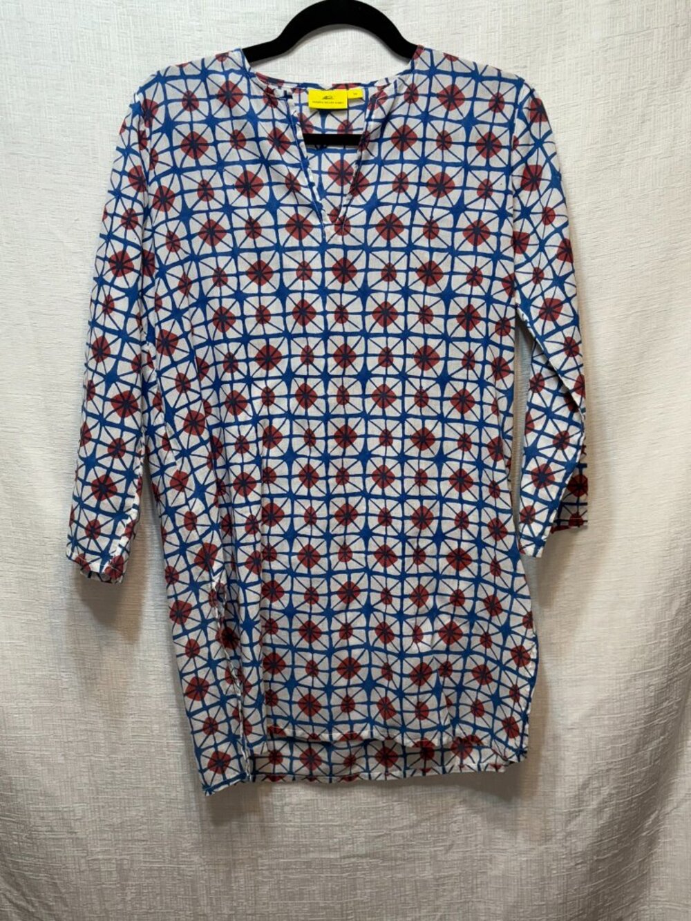 Roberta Roller Rabbit Geometric Block Print Tunic Shirt Oversized XS Like New